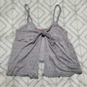 NWOT Daytrip Black & Gray Striped Ribbed Boho Chic Sexy Tie Front Crop Tank Top